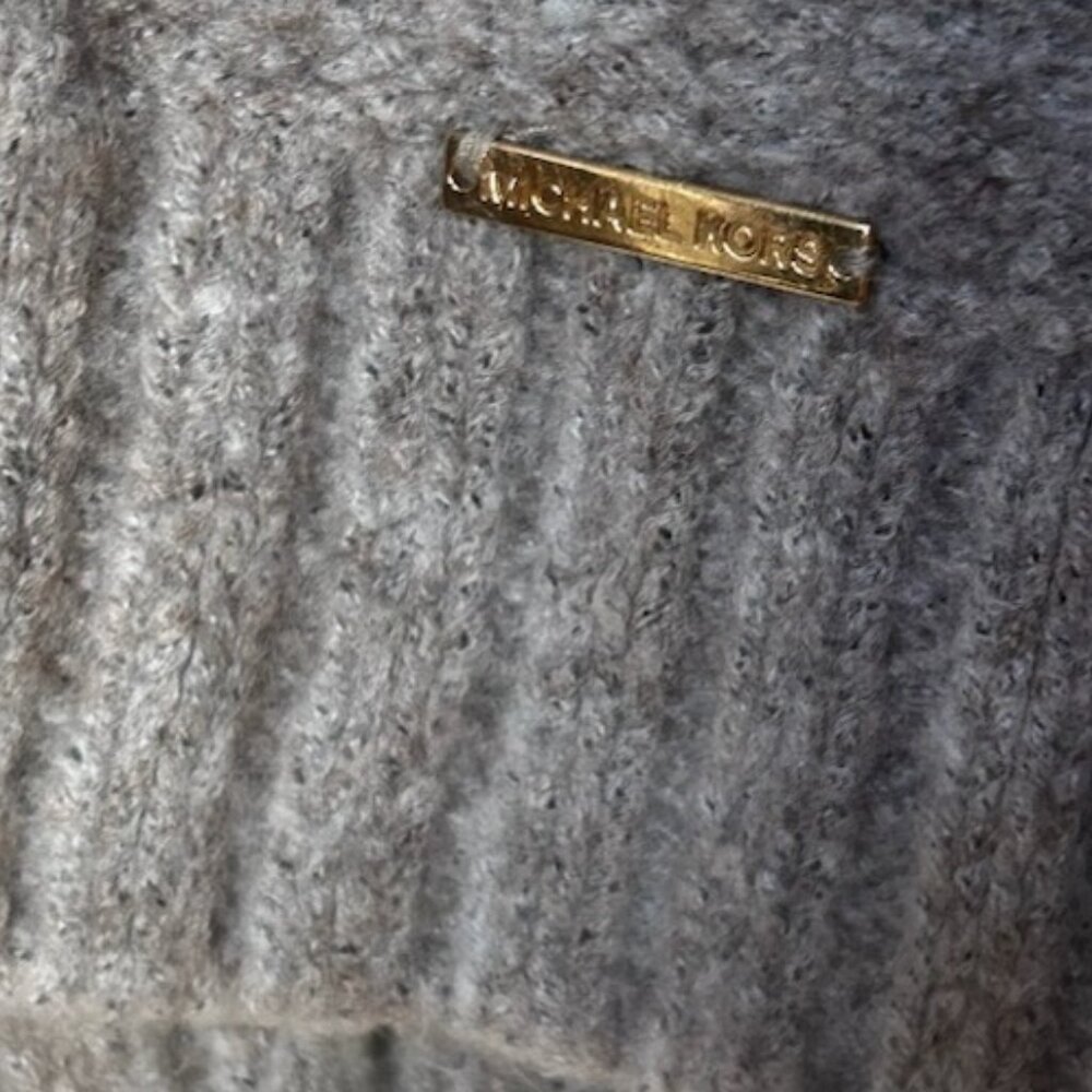 NWT Michael Kors Cable Knit Sweater Turtleneck Jumper Taupe Heather - Picture 15 of 15